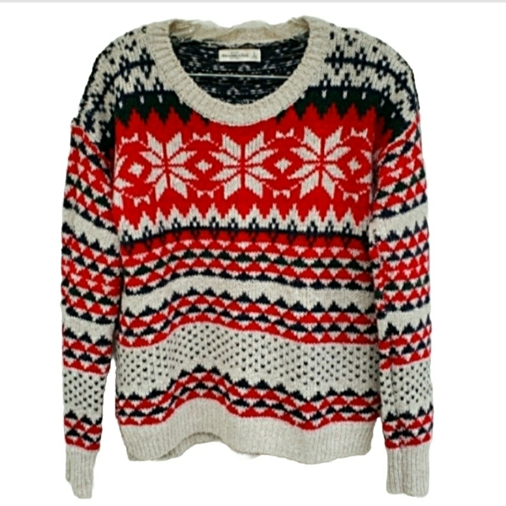 Abercrombie & Fitch Crew Neck Fair Isle Sweater Medium Christmas Soft